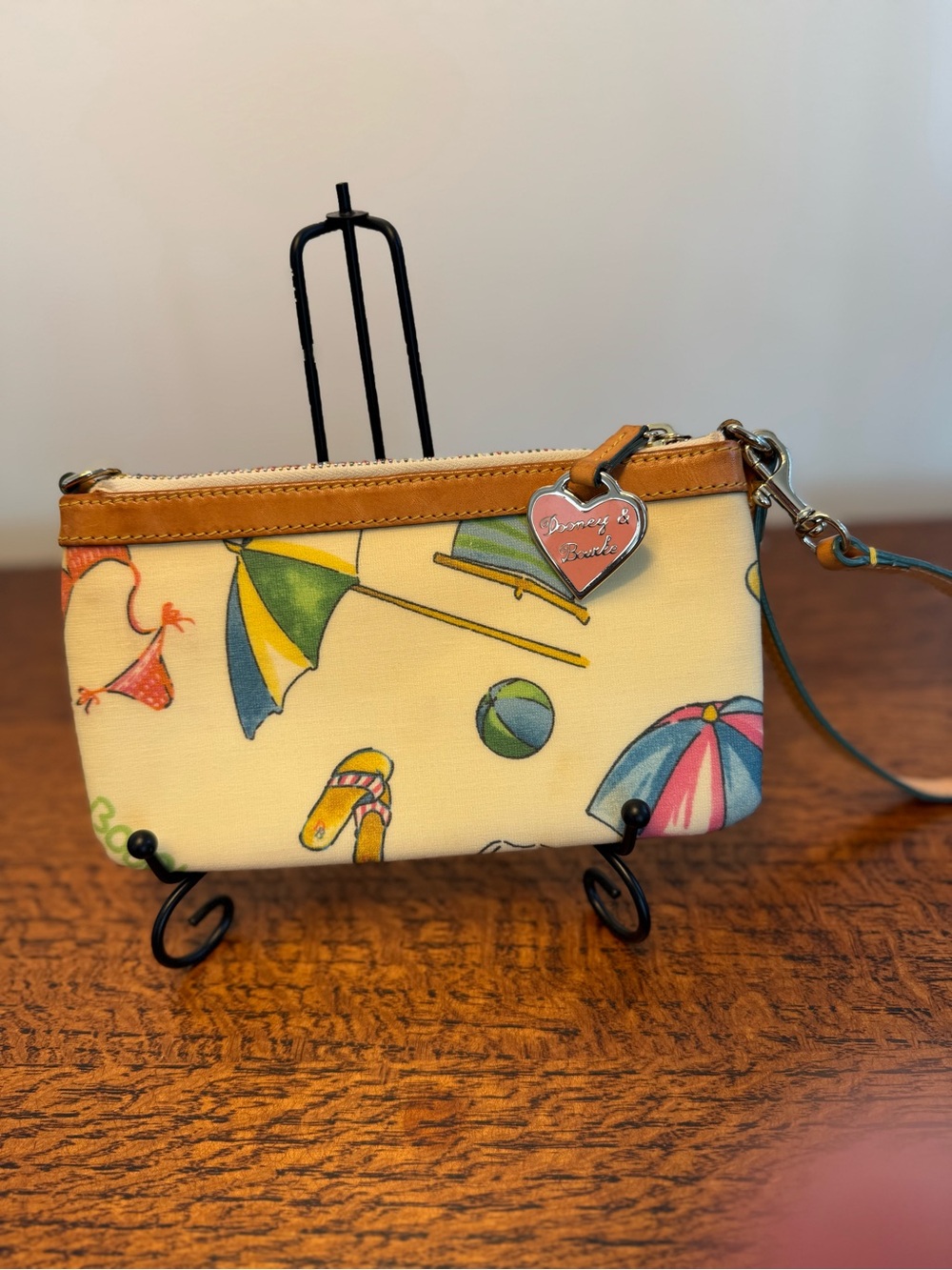 Dooney & Bourke Vintage Miami Beach Print Wristlet Wallet EUC